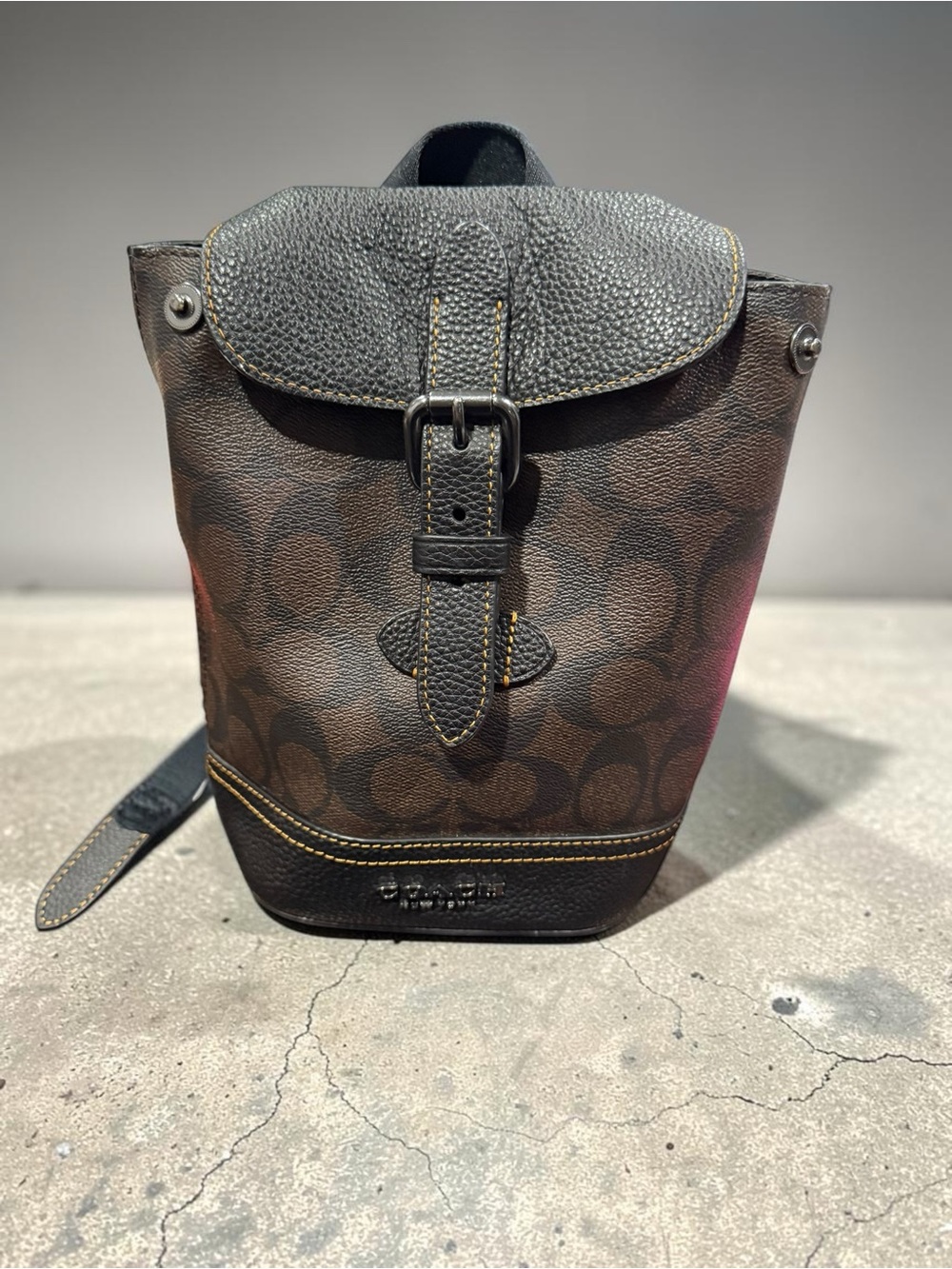 Hot! Coach Hudson Signature Canvas and Black Leather Belt Bag